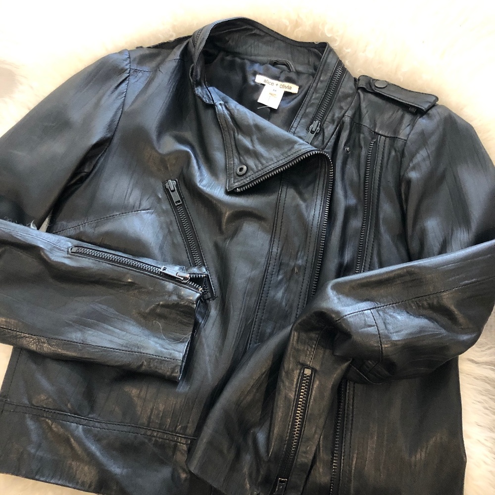 alice + olivia Leather Moto Jacket